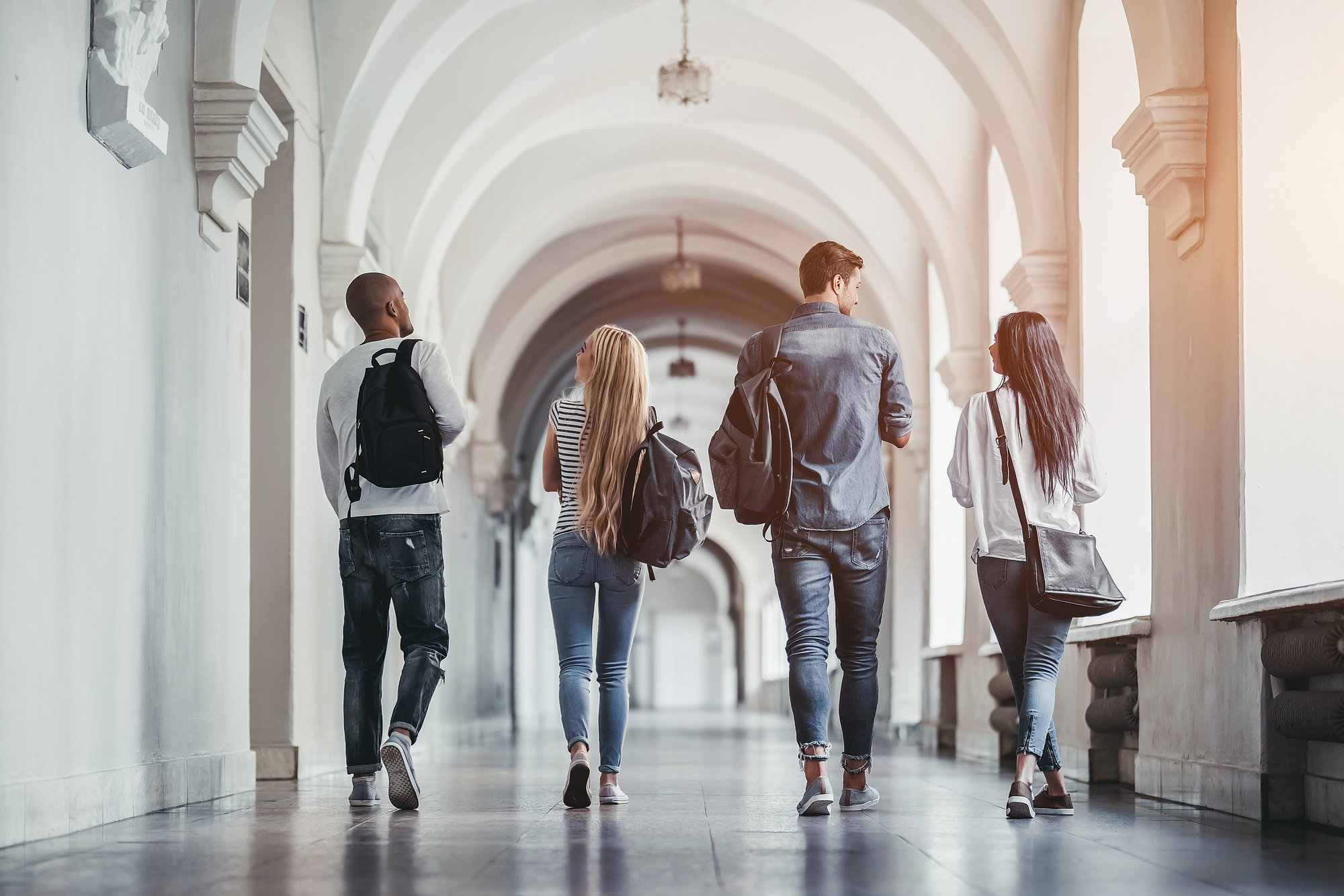 university students walking