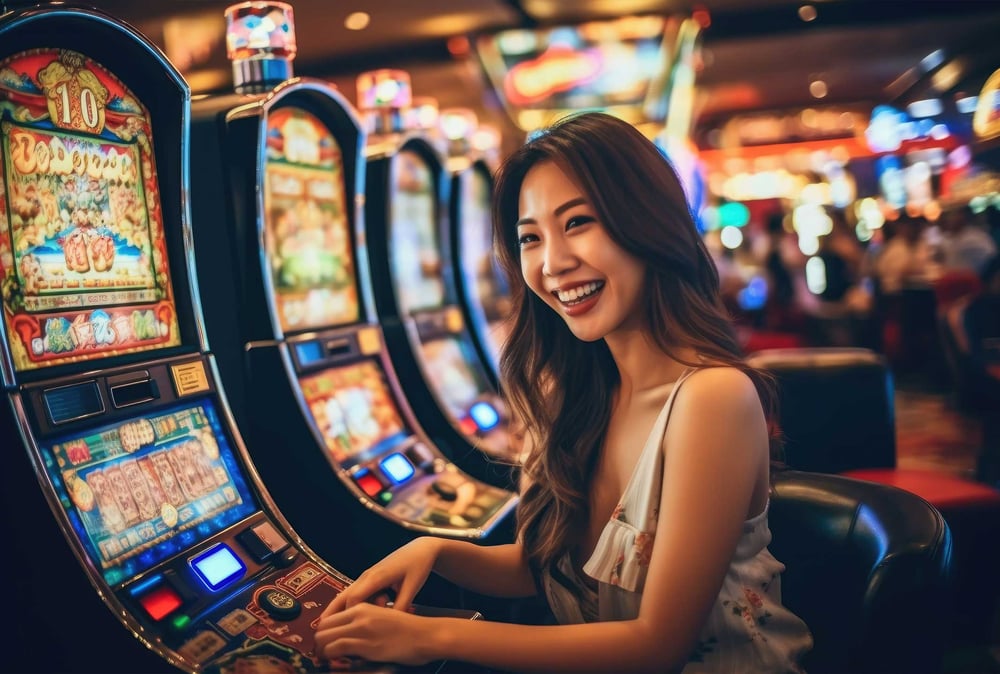 AtlasIED happy lady in a casino AtlasIED happy lady in a casino